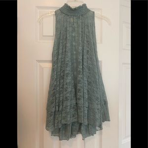 Free People sheer blueish grey lace swing tunic